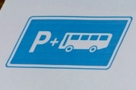 Road sign parking where there is a transfer to public transport picture